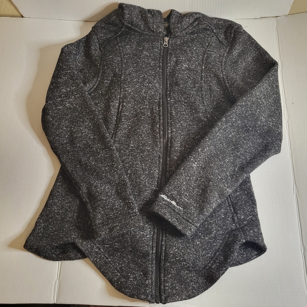 Eddie Bauer Jacket Womens S Fleece Hoodie Rugged Gray Full Zip Embroidered Logo